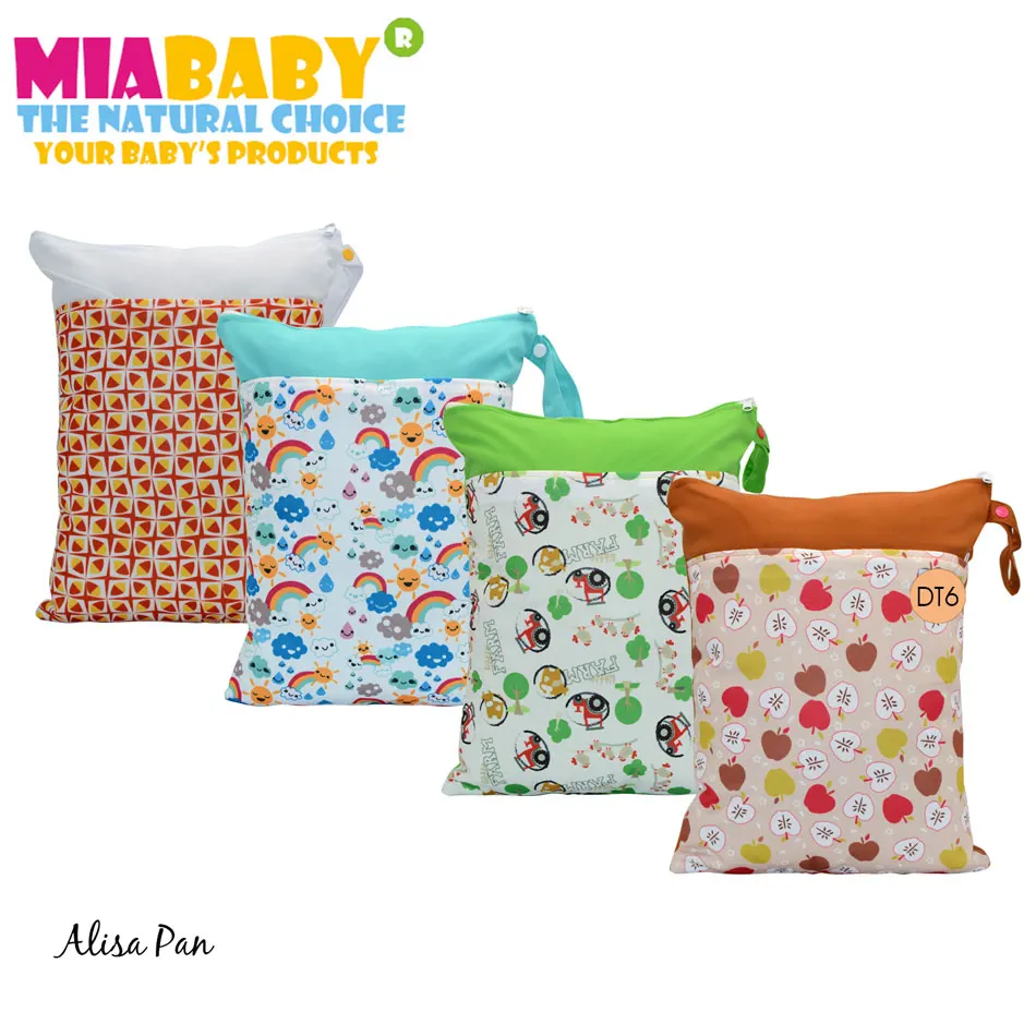 Miababy два кармана Wetbag, мешок для подгузников, двойная молния с ручкой 40x29,5