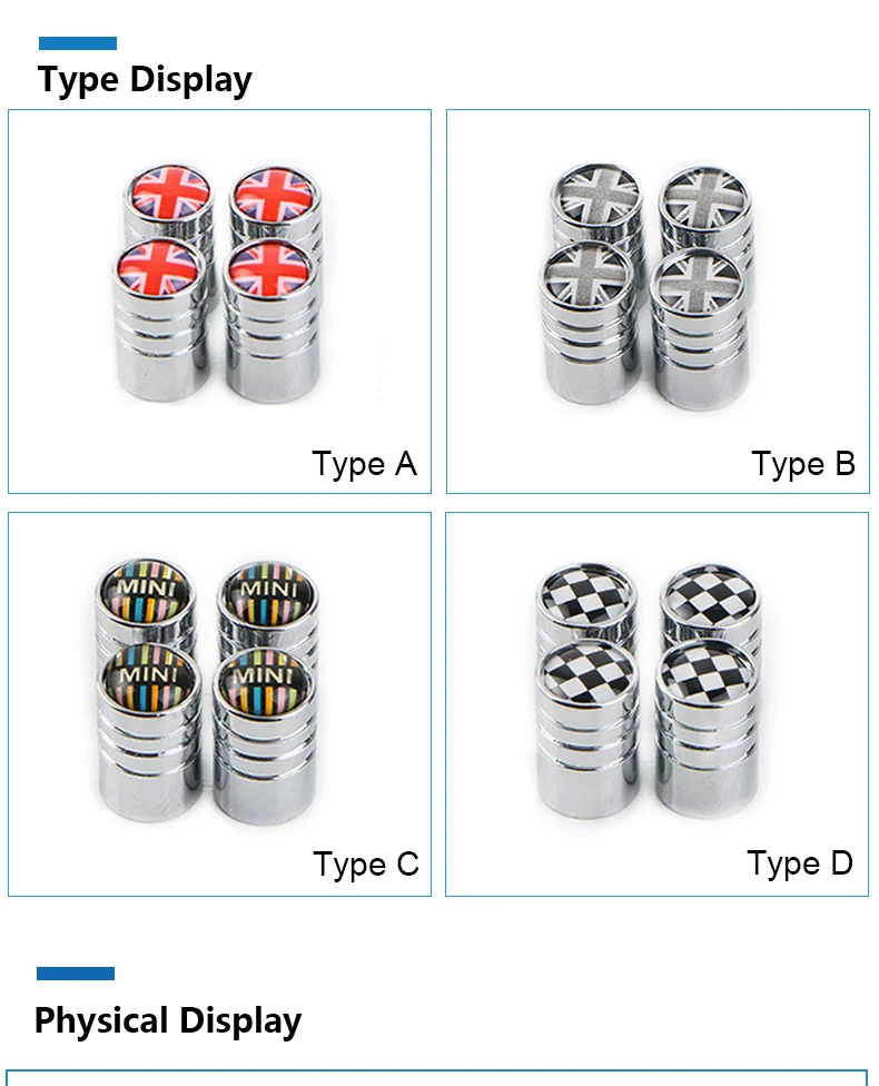 4pcs Car Wheel Tire Valve Caps Stem Cover for Mini Cooper Countryman R55 R56 R60 R61 F54 F55 F56 F60 R57 Accessories (2)