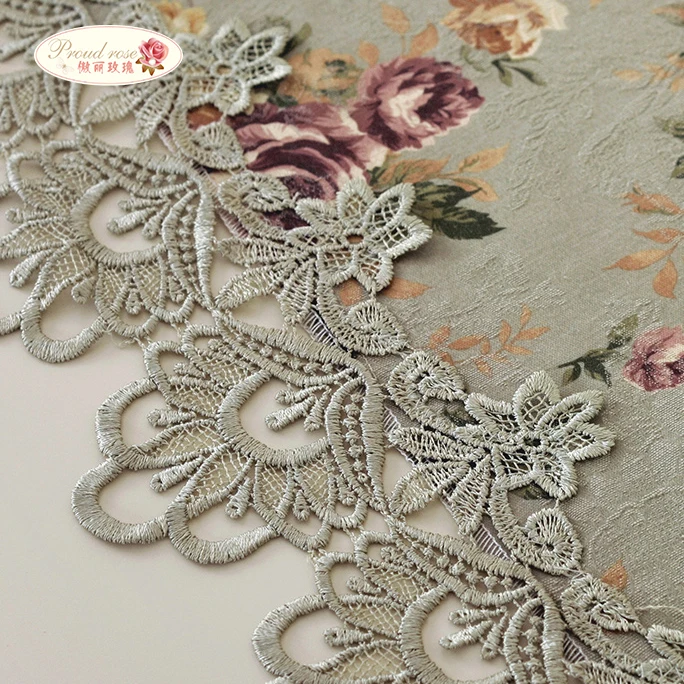  Proud Rose Green Tablecloth Lace Table Cloth Table Cover Embroidered Tea Table Cloth European Rural