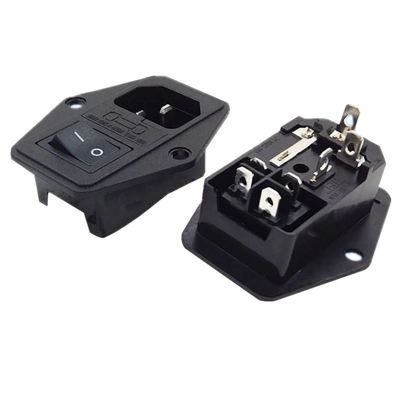 

1pc Rocker Switch Fused Inlet Power Socket Fuse Switch Connector Plug Connector AC Power Socket With Light With Fuse Screw Hole
