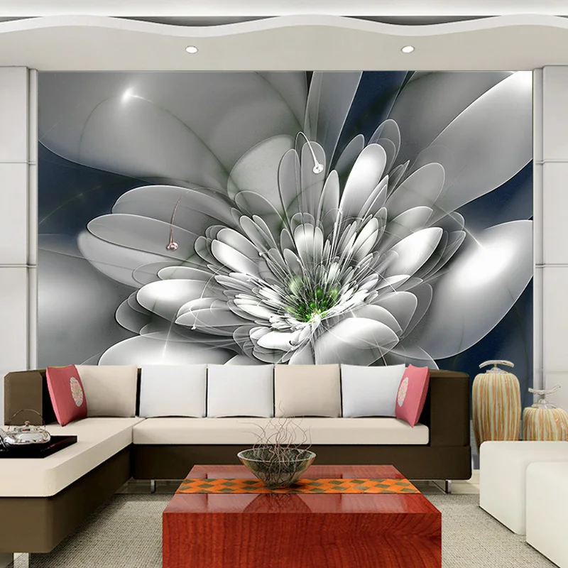 Современная мода креативный абстрактный прозрачный цветок гостиная ТВ фон настенный Декор нетканые обои на заказ настенная роспись