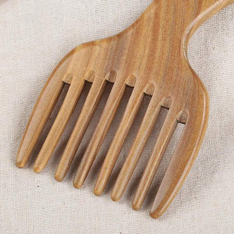 Ручной работы деревянный Выпрямитель волос Расческа с широкими зубчиками дерева массажный Шампунь Щетка для наращивания волос антистатический деревянный гребень для волос