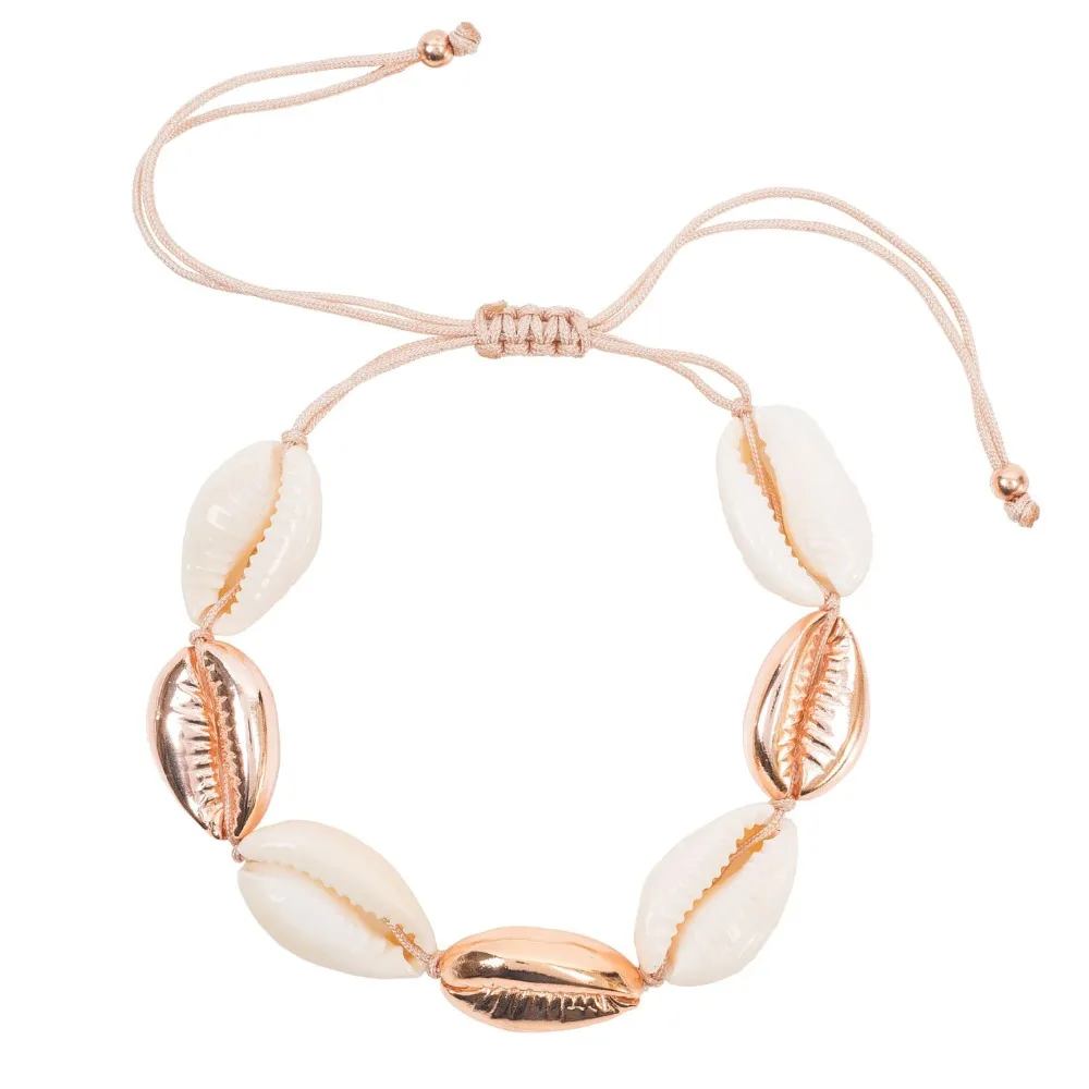 

Multi Mix Cowrie Shells Macrame Bracelet Women Men White Seashell Nude Textile Durable String Slipknot Summer Adjustable Jewelry