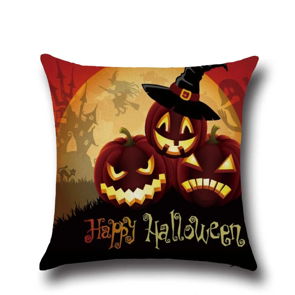 45*45Cm Kussensloop Nieuwe Halloween Pompoen Serie Kussenslopen Home Decor Kussen Kussensloop PP48