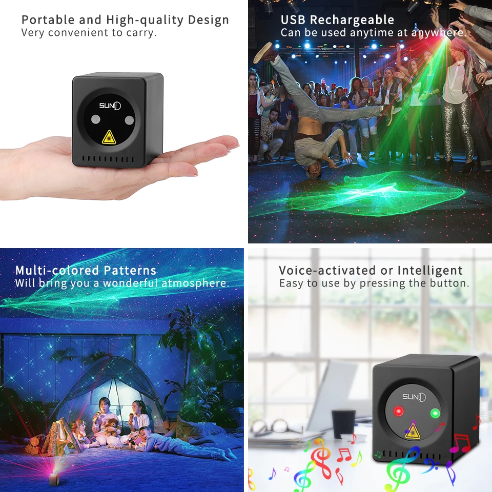 RGB Aurora Patter Mini tragbarer Laser Projektor Lichter Wiederaufladbarer Tools 