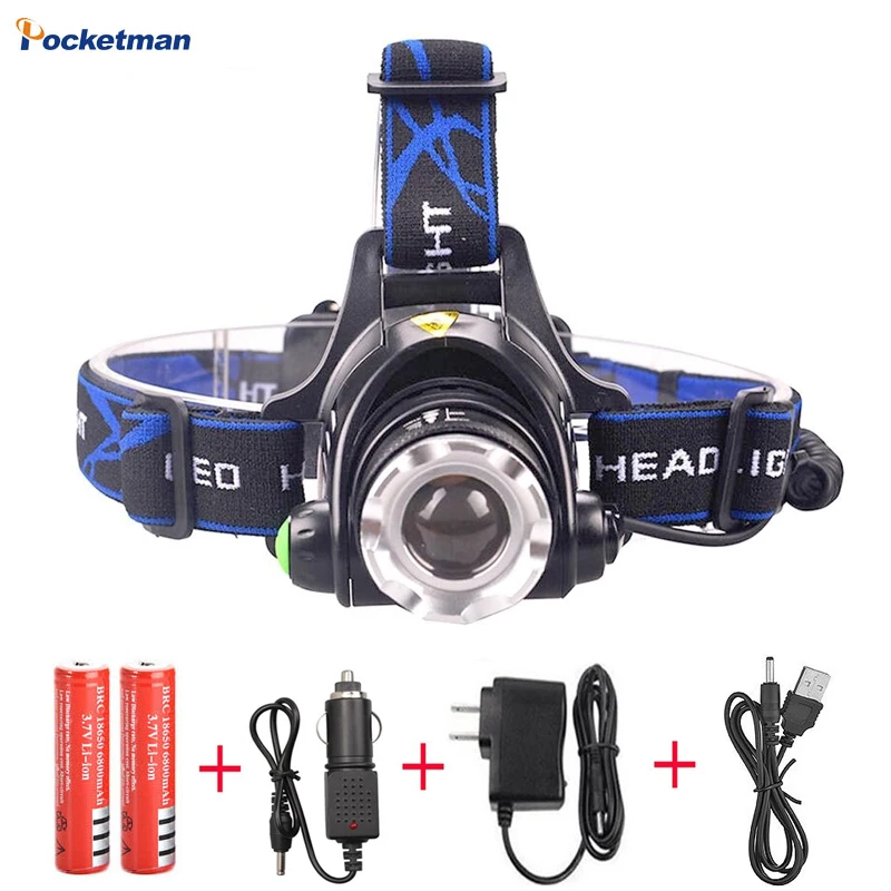 

RU 8000LM XML-L2 XM-L T6 Led Headlamp Zoomable Headlight Waterproof Head Torch flashlight Head lamp Fishing Hunting Light