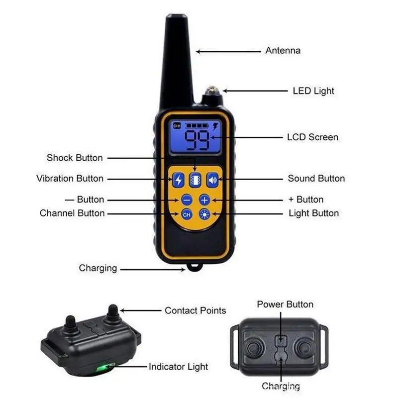 800 м ошейник для дрессировки домашних животных, ошейник с электрическим током для собак, IP6X, дайвинг, водонепроницаемый пульт дистанционного управления, устройство для зарядки собак, ЖК-дисплей