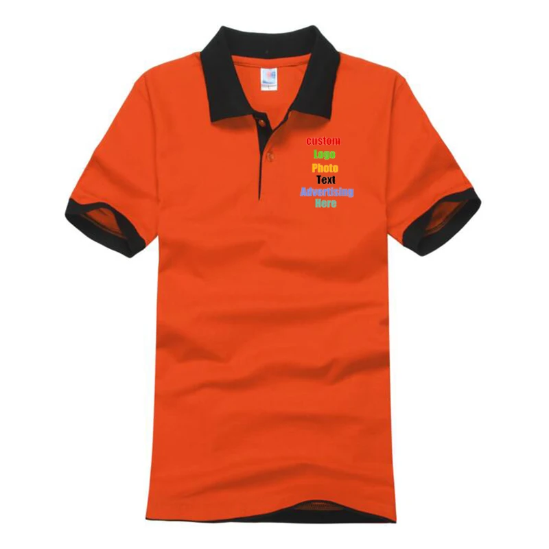 Patchwork Work Polos Custom Logo Text Print Tee shirt Homme Polo Men