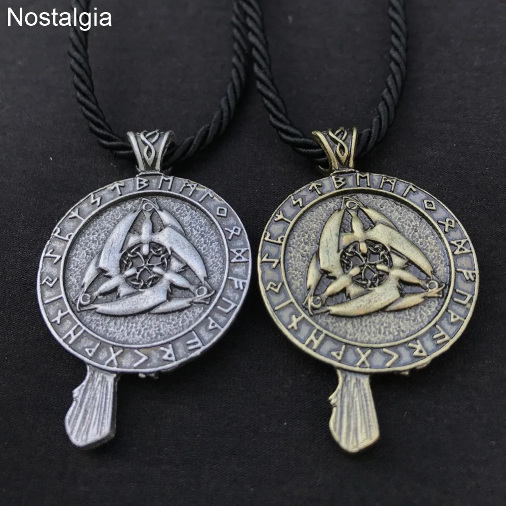 Odin Raven Talisman Amulet колье с кулоном в стиле викингов Wicca Bird Goth Jewelry Runes Neckless Wiccan