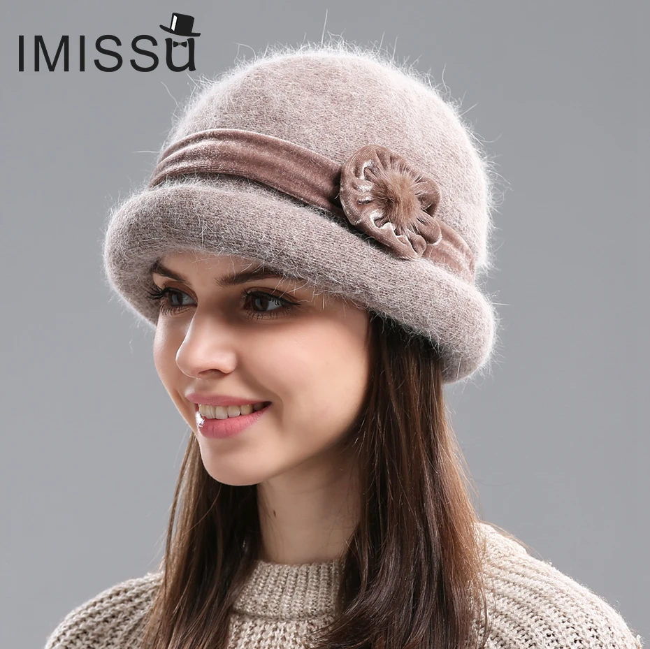 IMISSU Осень Зима Fedora Кролика Hat для Женщин Мода Повседневная Cap Твердые Цвета Gorros