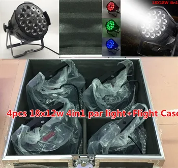 

Flight Case+4pcs/ 18x12w RGBW 4in1 led Par Light DMX512 Control Disco Ballroom Bar Wedding DJ Stage Light Cast Aluminum Material