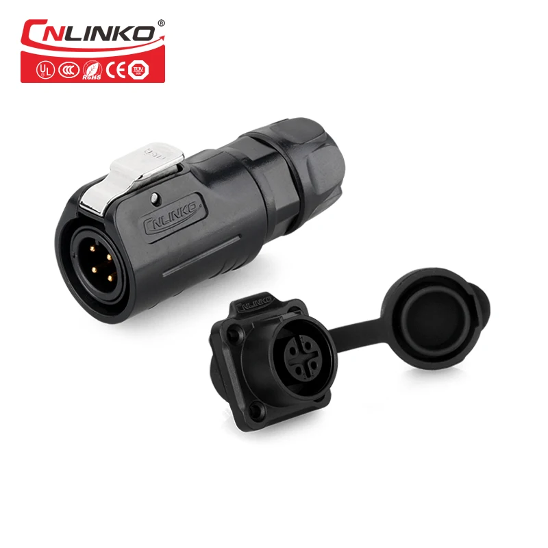 CNLinko черный PBT Пластиковый Солнечный разъем пайки 4 Pin 5A DC Штепсель поставщик M12