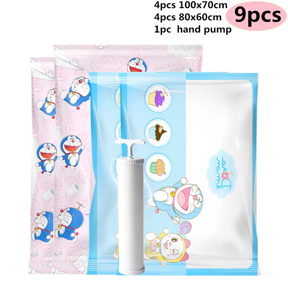 

9pcs Large Vacuum Bags for Clothes Blankets Quilt Stuffed Animal Toy Storage Bag Wardrobe Closet Organizer Room Accessories
