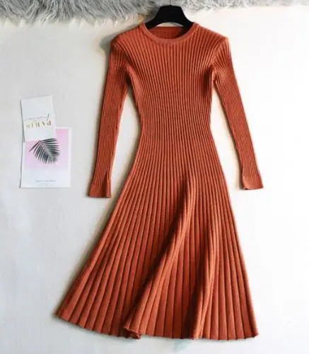 

Long sleeve Sweater Dress Women 2019 Autumn Winter Female Robe Hiver Casual Streetwear Party Elastic Black A-Line Knitted Dress
