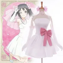 Love Live! School Idol Project Awakening Bridesmaid Nico Yazawa Cosplay White Wedding Dress Mini Dress Love Live Cosplay Costume