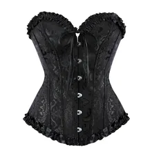 Sexy Zip Front Halloween Overbust Corset Lace Up Boned Shapewear Bustier Clubwear Plus Size S-2XL lace up front zip back shorts