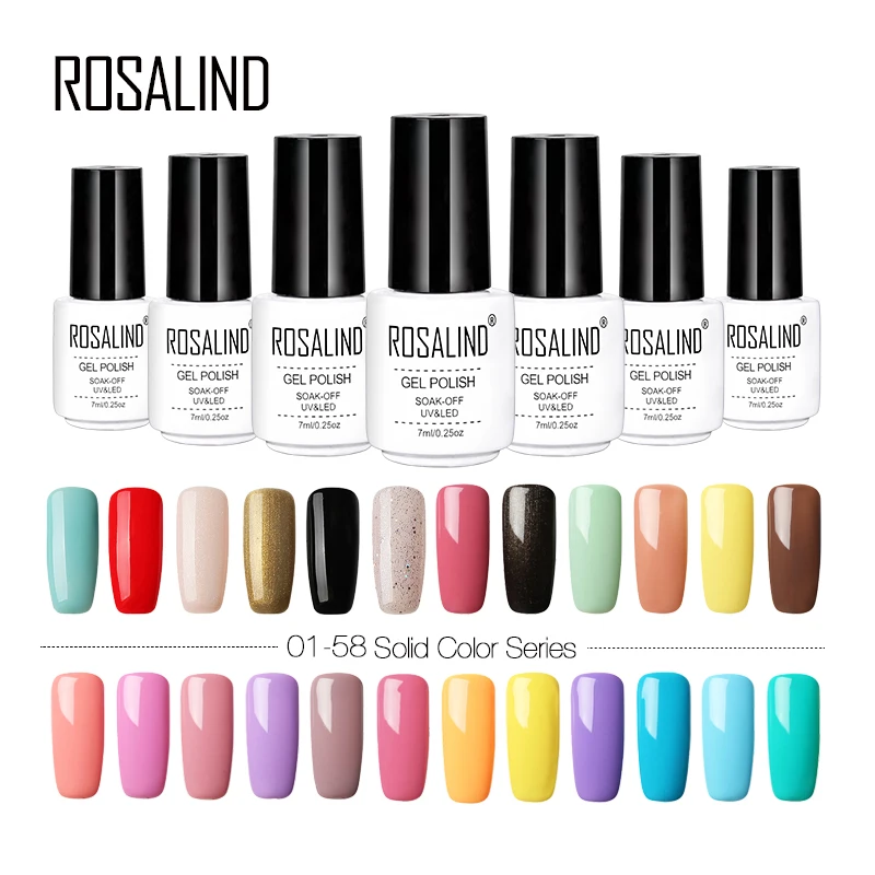 

ROSALIND Gel 1 White Bottle 7ML Gel Lacquer Long Lasting UV LED Nail Gel 30 Colors Hot Sale Pure Color Polish gel Varnishes