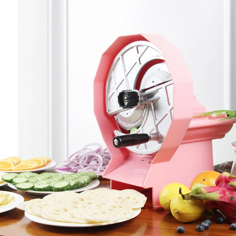 

Manual Commercial Fruit Slicer Machine 2 Tubes 0.8-6mm Adjustable Thickness Lemon Apple Slicer Vegetable Cutter Chopper