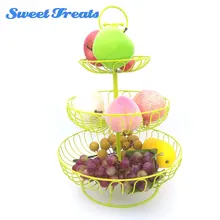 Подсластители красочные фрукты стойки-3 уровня стали слоистых свободно стоящая кухня столешница корзина для фруктов стенд-16"