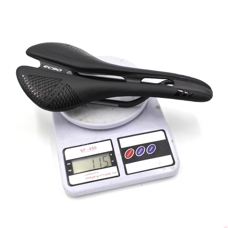 EC90 Carbon Fiber Bicycle Saddle RoadMTB Bike Carbon+Leather Saddle Seat BlackWhite (10)