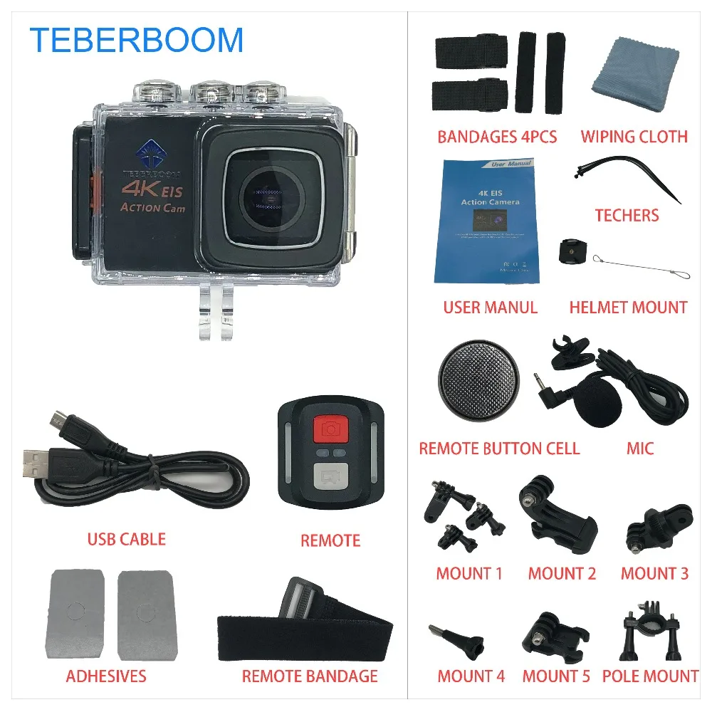 

TEBERBOOM 100% Action camera Full HD 1080P Diving 30m Waterproof DVR