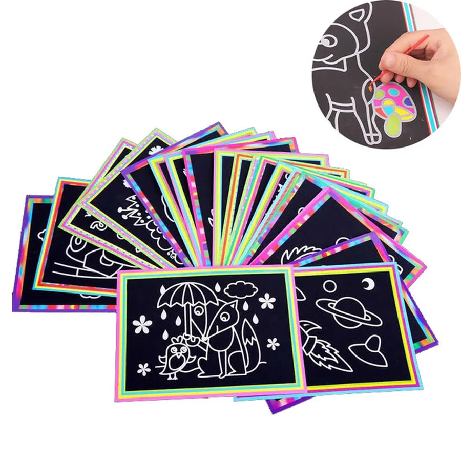 13x 9.8cm Draw with Light 10 pcs Scratch Art Paper Magic Painting Paper with Drawing Stick For Kids Toys Colorful Drawing Toys 13x 9.8cm Draw with Light 10 pcs Scratch Art Paper Magic Painting Paper with Drawing Stick For Kids Toys Colorful Drawing Toys