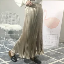 Kobykoyi Для женщин плиссированные юбки Jupe Femme Высокая Талия Длинные плиссированные юбки Винтаж осень Для женщин юбка миди цвета хаки Saias Faldas