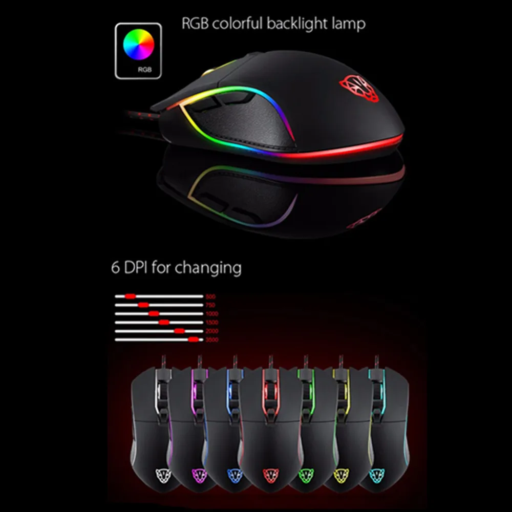 Motospeed V30 профессиональная Проводная игровая мышь с usb портом 3500DPI светодиодный