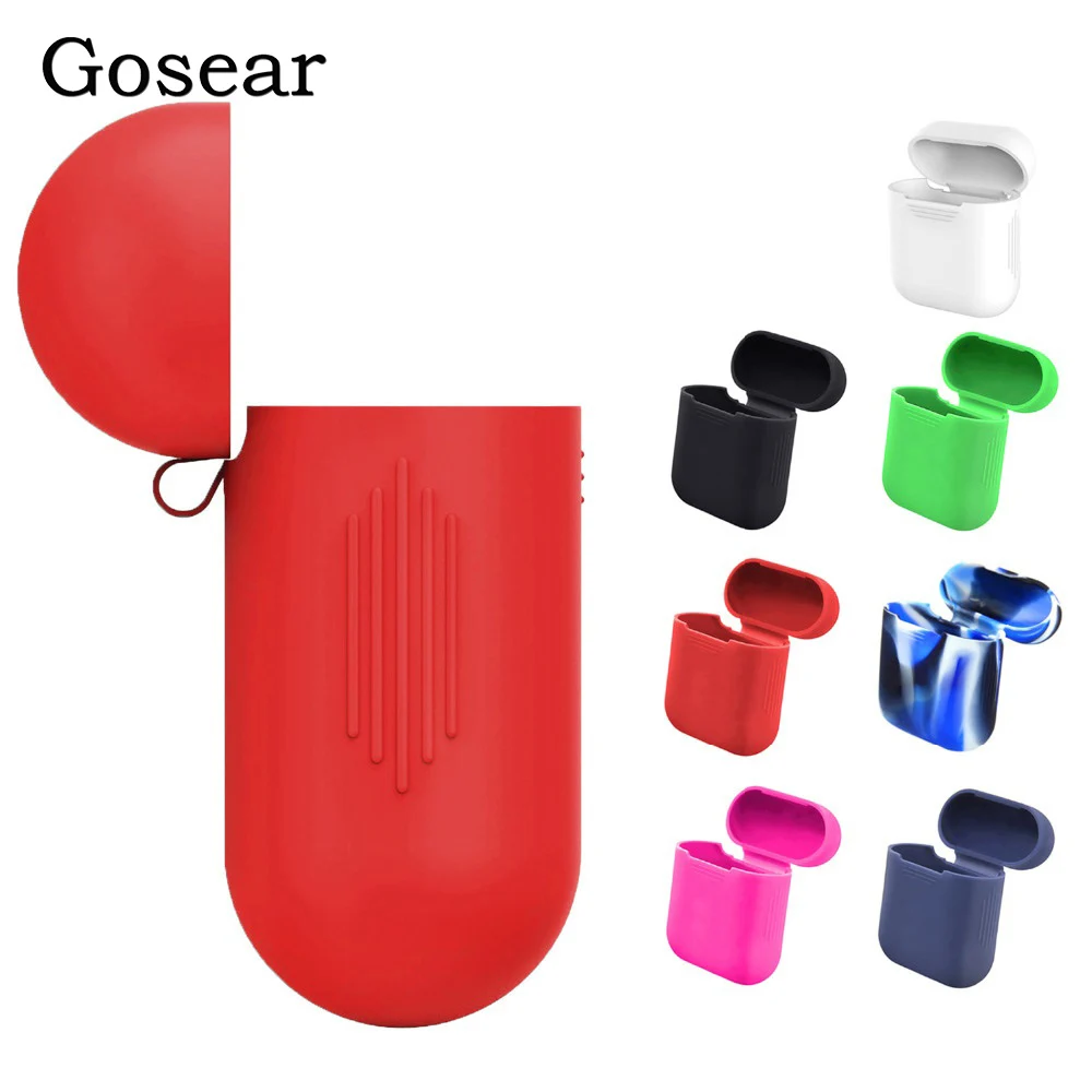 

Gosear Silicone Carrying Case Cover Skin Sleeve Pouch Box Protector for Apple Airpods Air Pods 1 2 Wireless Earphone Headphone