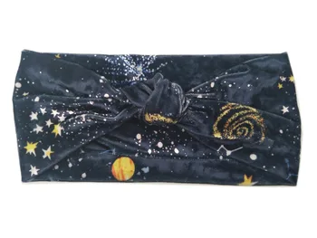 

J173235 new arrive warm velvet hair accessories,Universe Constellation printed stars headband for fashion women beauty knot band