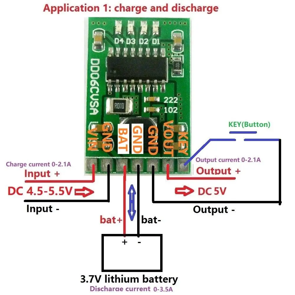 4в1 DC 5V 2.1A плата питания 4 2 V зарядка/разрядник (boost)/защита батареи/индикатор