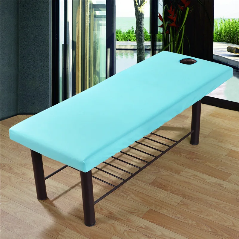 

Soft Polyester Bedsheet Beauty Salon Massage Sheet Body SPA Treatment Relaxation Table Bed Cover Sheet With Face Breath Hole #sw