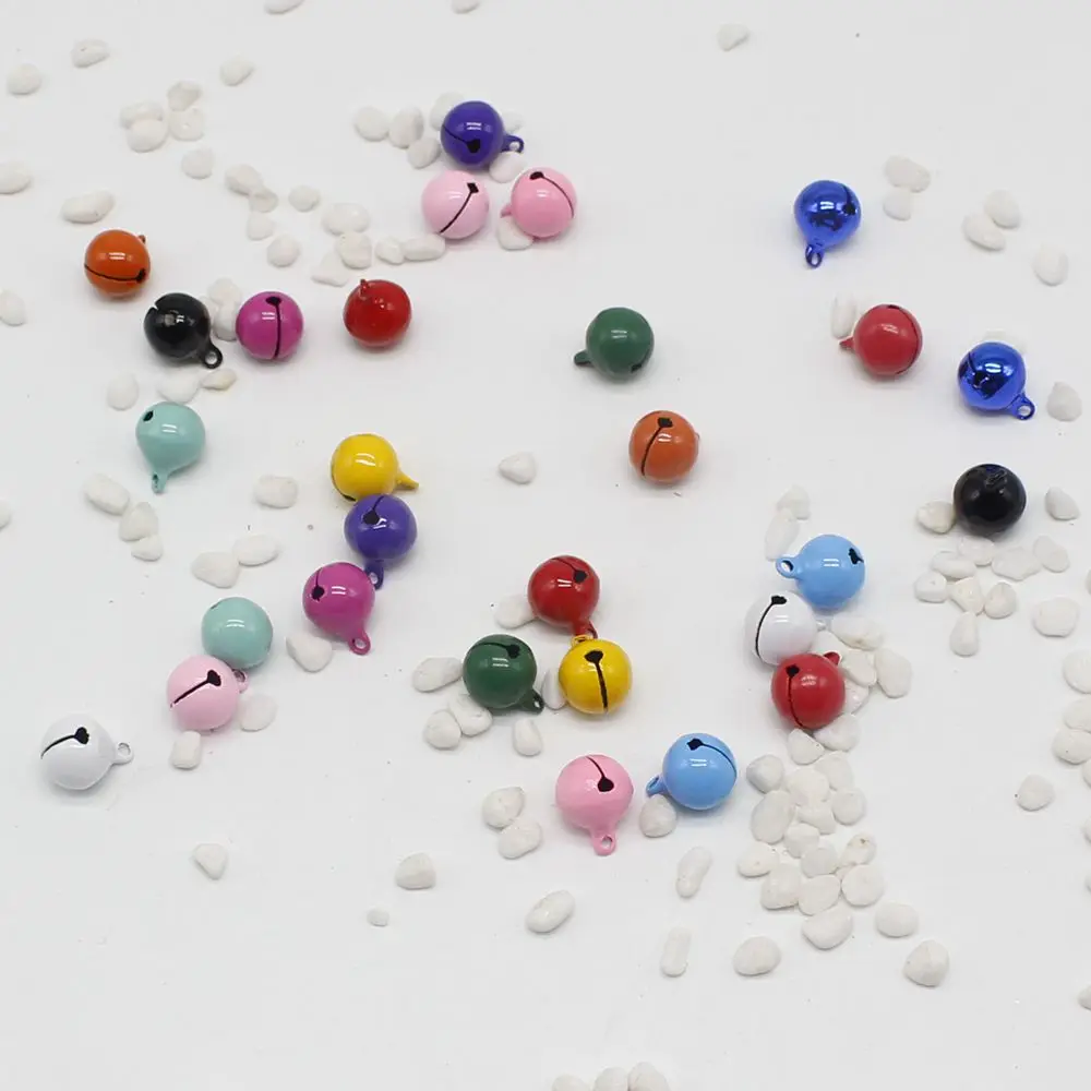

50 pcs Colorful Iron Loose Beads Metal Christmas Crafts Decoration Jingle Bells Pendants Diy Handmade Accessories Size 13*13MM
