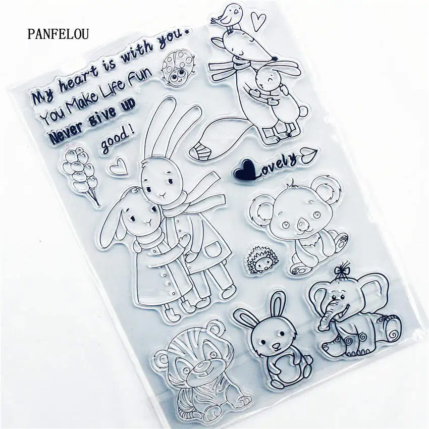 

PANFELOU rabbit brother Transparent Clear Silicone Stamp/Seal for DIY scrapbooking/photo album Decorative clear stamp sheets