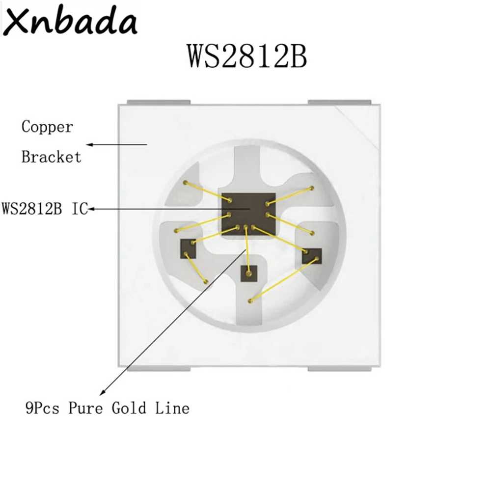 100 шт. WS2812B(4pin) 5050SMD RGB светодиодный чип WS2811 Индивидуально адресуемый IC белый вариант для светодиодной ленты DC5V