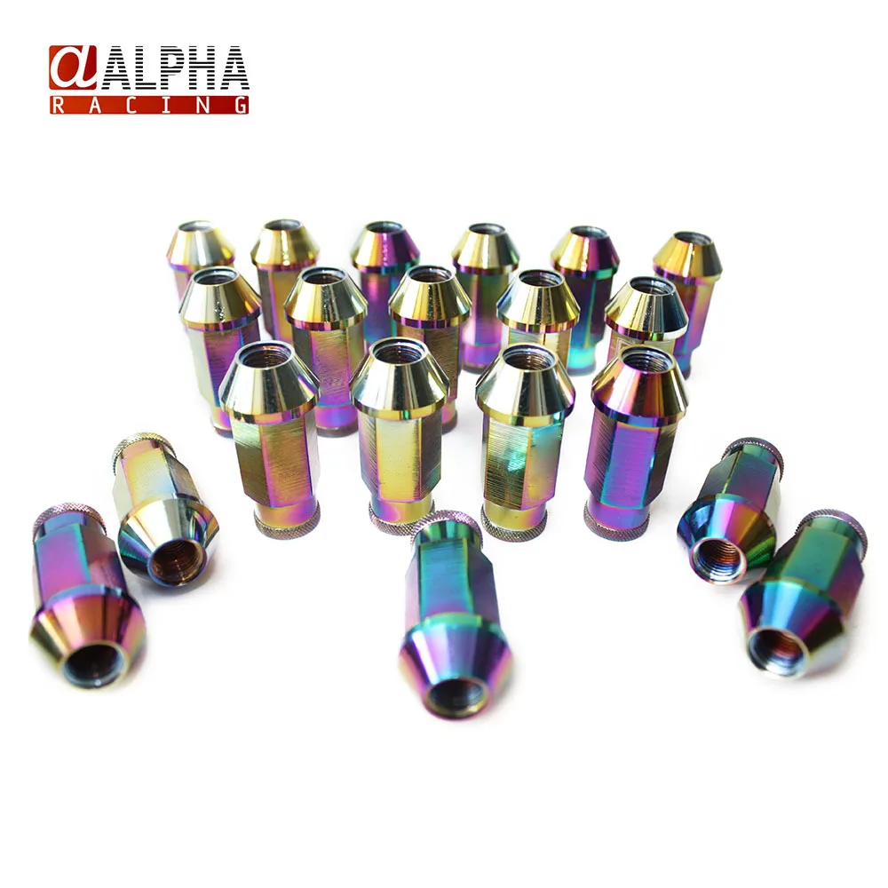 Alpha Racing Neo Chrome auto Lug Nuts Light Weight Wheel Racing Lug