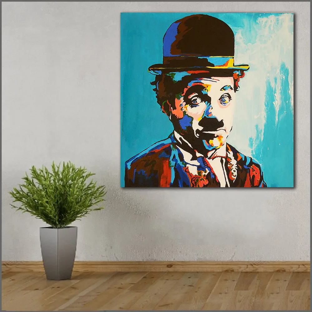 Большой размер печать маслом Humorist Chaplin Feliz на холсте картины для гостиной и