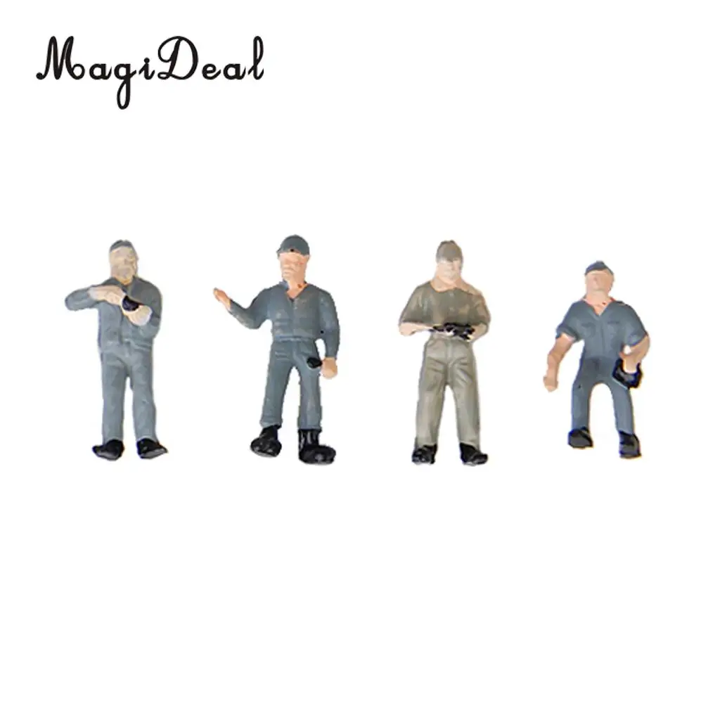 25Pcs/Lot 1:87 Scale Painted Mix Model Train Railway Station Platform Worker People Figures with ladder Bucket Layout Scene Toys