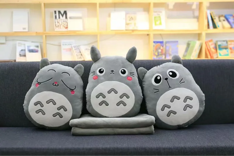 Плюшевая подушка Totoro, многофункциональная, 3 в 1, подушка Totoro, ручная теплая подушка, подушка для малышей, детское одеяло, мягкая аниме фигурка, игрушка