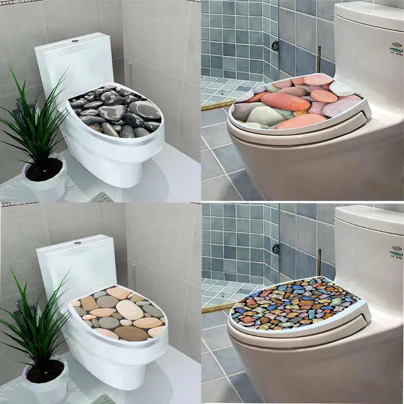 

Creative 1 PC 3D Toilet Seat Wall Sticker Vinyl Art WC Pedestal Pan Cover decals Removable Bathroom Decals Home Decor