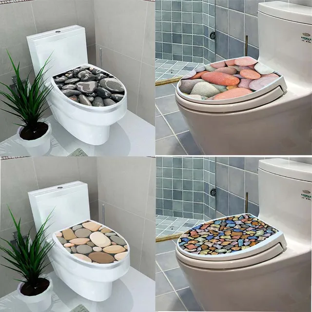 Creative 1 PC 3D Toilet Seat Wall Sticker Vinyl Art WC Pedestal Pan Cover decals Removable Bathroom Decals Home Decor