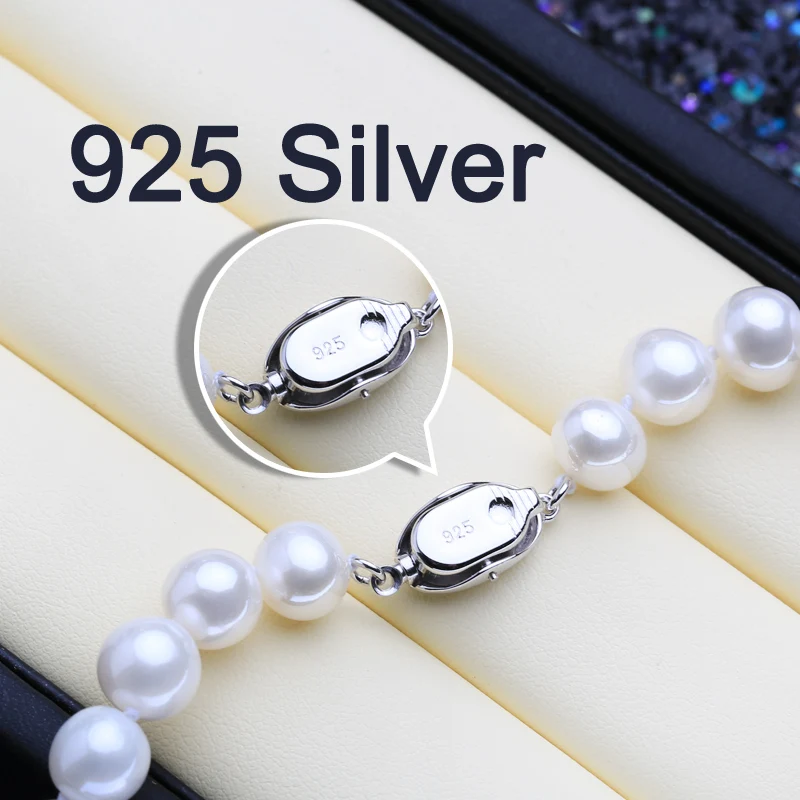 FENASY, 925 пробы, серебряный браслет, классический, 7-8 мм, овальный, свежий, жемчужный, ювелирное изделие, браслеты из натурального жемчуга для женщин, идея подарка