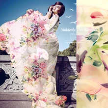 Telas Зебра полосы геометрические вид струйные принты тутового шелка шифон ткань для платья пижамы Шарф Ткань шелковая ткань