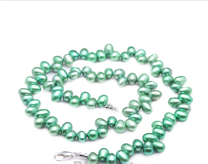 

Blue Green Color Rice Shape Cultured Freshwater Pearl Necklace BLUE LOTUS