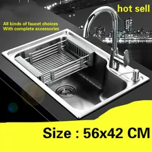 Бытовая модная кухонная раковина маленькая прочная 0,8 мм 304 нержавеющая сталь Горячая Распродажа 560x420 мм