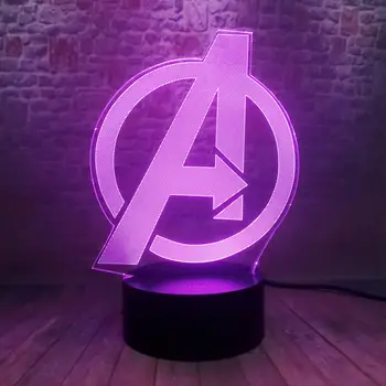 

The Avengers 4 Sign Model 3D Illusion LED Nightlight Colourful Light Marvel Avengers Endgame Logo Figuras Light-up Toys