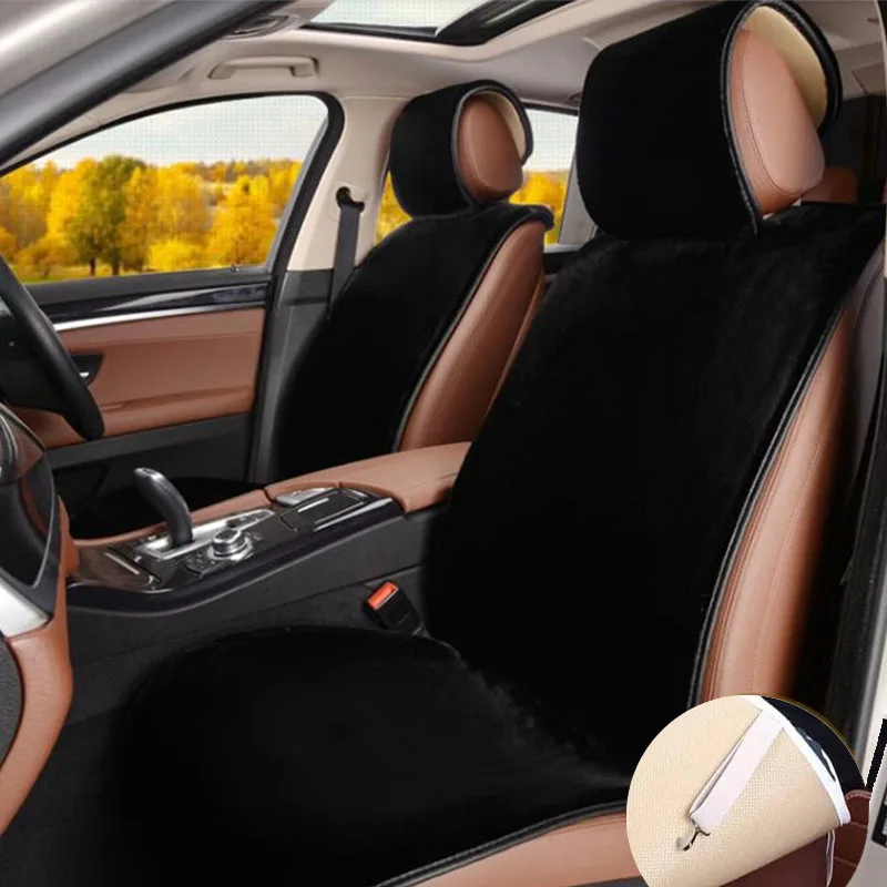 

Full Set Faux Fur Seat Covers Black Color Universal Car Seat Covers Artificial Accessories