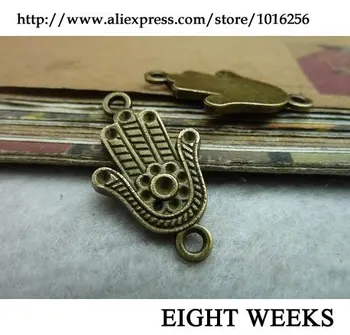 

Zinc alloy pendant jewelry accessories diy handmade material charms connector hand of Fatima double holes17 * 29