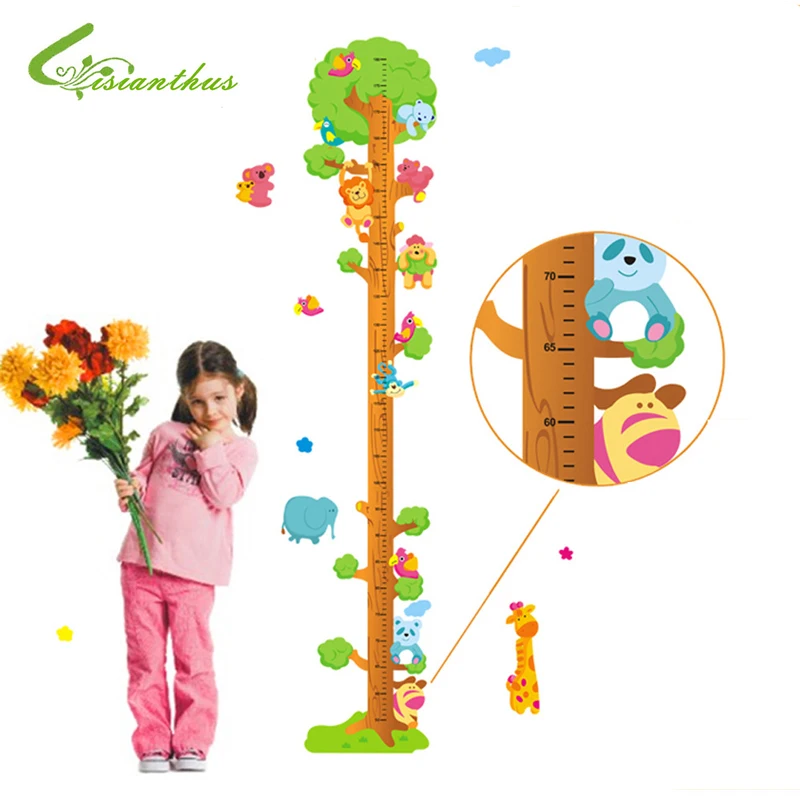 

2019 New Giraffe Lion Bear Catroon Measure Height Sticker Wall Sticker home Decor For Rooms Kids Height Ruler Stadiometer