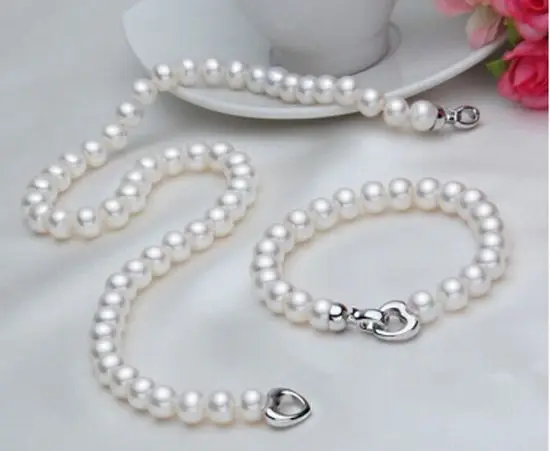 

80%OFF8-9mm 16-22inch &7-8.5inch AAA Akoya Natural White Pearl Necklace Bracelet